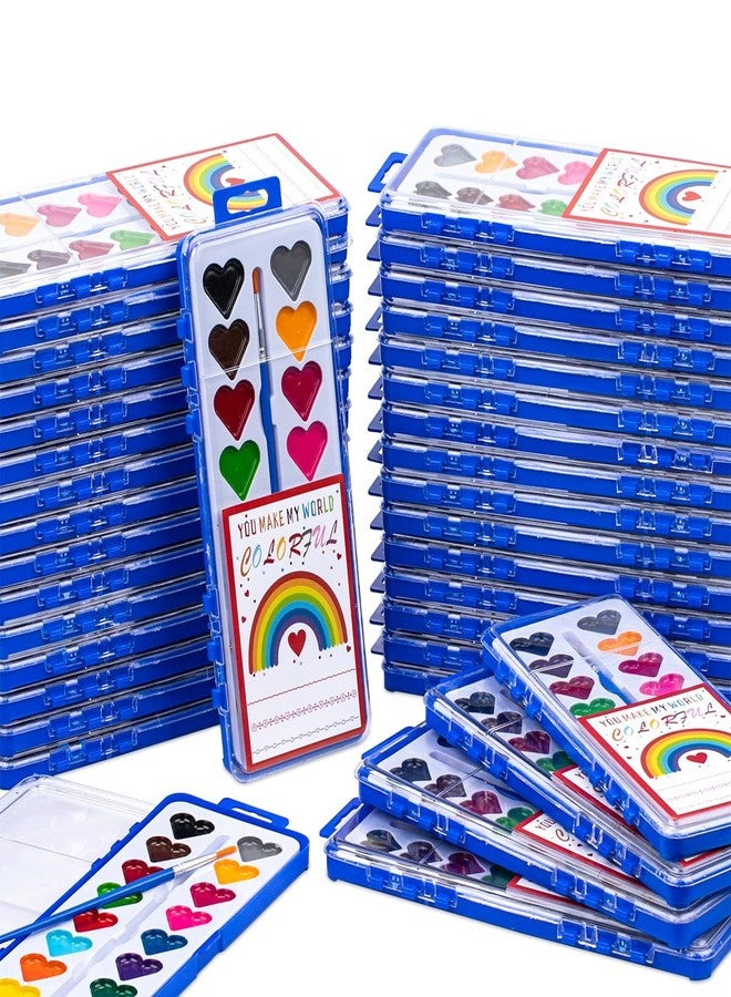 DOSEWART 36Pack Heart Watercolor Paint Set with Paintbrush for Kids, Valentines Day Gifts for Kid Prizes Exchange Gifts Valentines Party Favors for Preschool Classroom School - Image 1